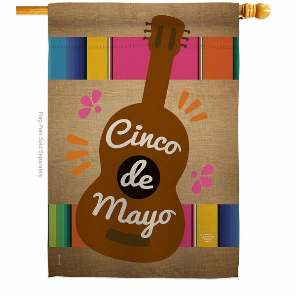Cuadrilatero Celebrate Guitarron Cinco De Mayo Summertime 28 x 40 in. Double-Sided Vertical House Flags CU4079929